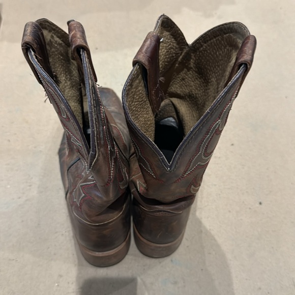 Double H Brown Leather Cowboy Boots with Embroidered Design - Picture 5 of 6